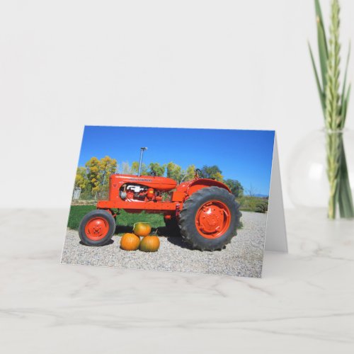 Allis Chalmers Tractor and Pumpkins Greeting Card