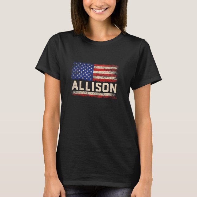 Allison Last Name Shirt Allison Name American Flag (Front)