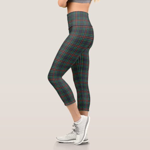 Allison Modern Tartan Plaid Pattern  Capri Leggings