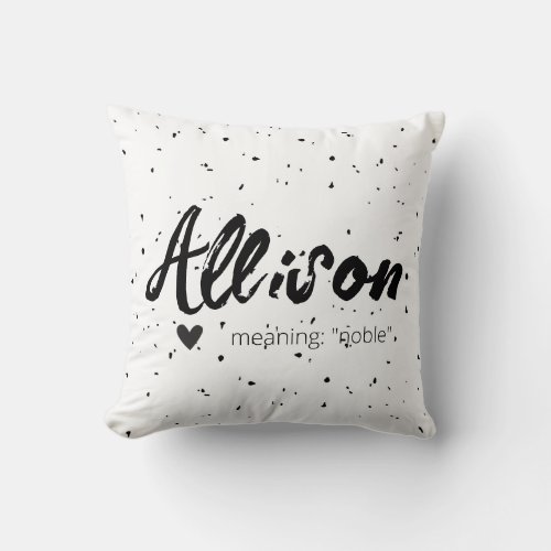 Allison Name Meaning Minimal Modern Speckle Pillow