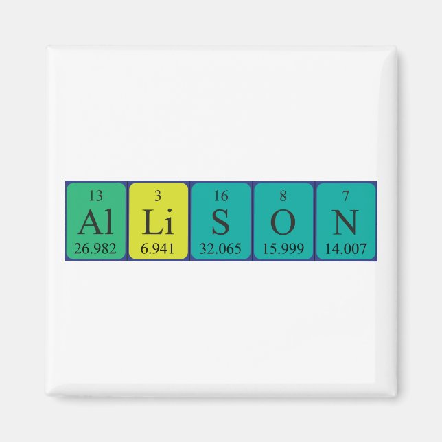 Allison periodic table name magnet (Front)