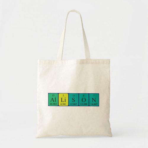 Allison periodic table name tote bag
