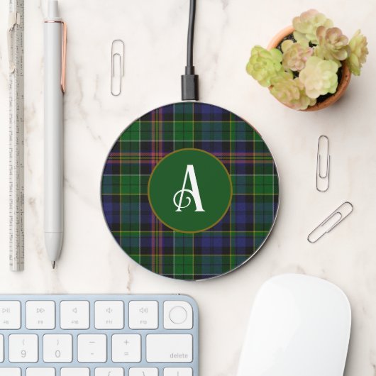 Allison Plaid Monogrammed Wireless Charger (Desk)