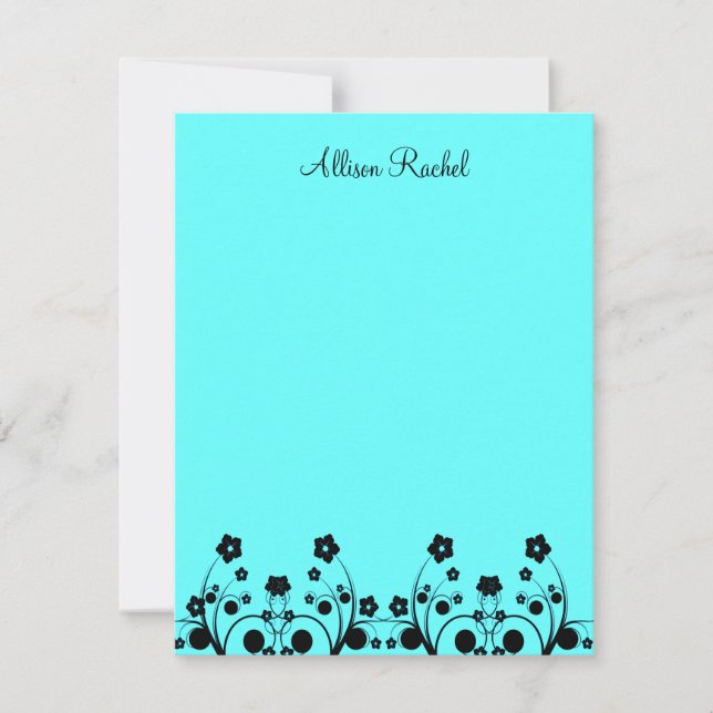 Allison Rachel Flowers & Pearls Tall Thank You Note Card (Front)