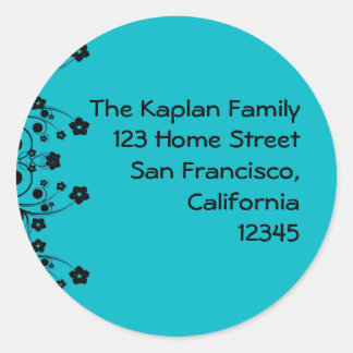 Allison Rachel Flowers & Pearls Teal Black Classic Round Sticker