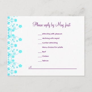Allison Rachel Reception Card with Menu Choices