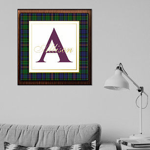 Allison Tartan Plaid Monogram Foil Prints
