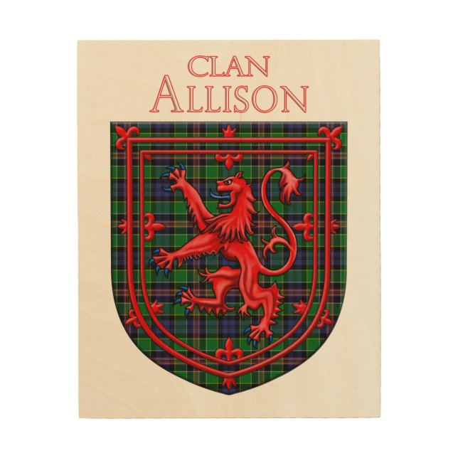 Allison Tartan Scottish Plaid Lion Rampant Wood Wall Art (Front)
