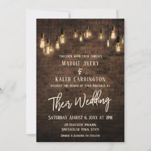 Allison's v3 Brick Edison Lights Wedding Invitation
