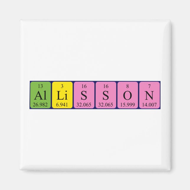 Allisson periodic table name magnet (Front)