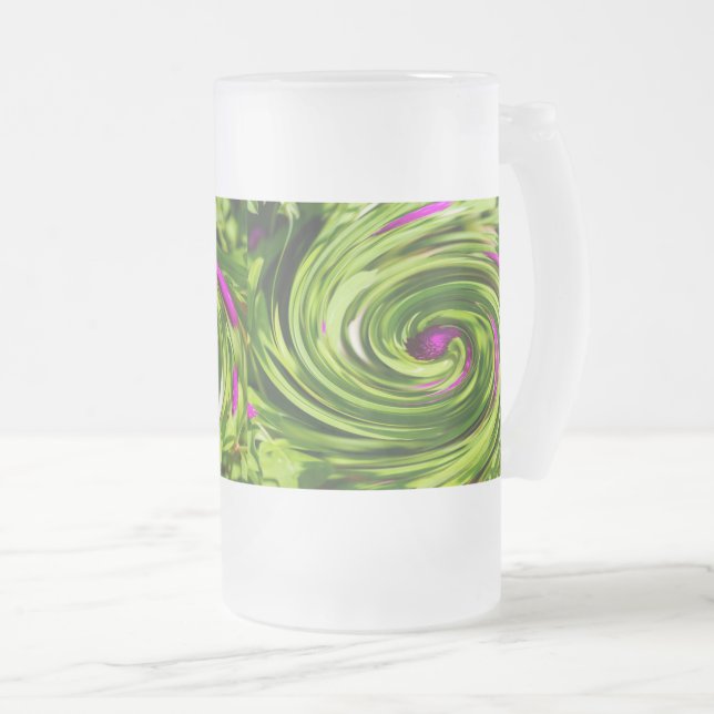 Allium Abstract Frosted Glass Beer Mug (Front Right)