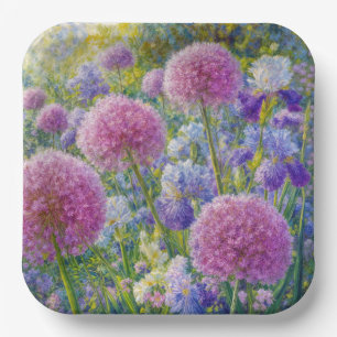Allium and Iris Summer Garden Paper Plates