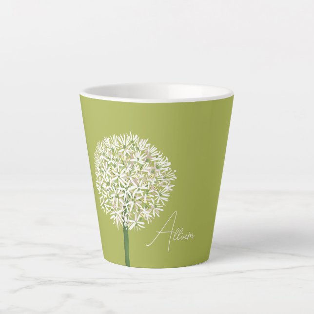  Allium Flower Botanical Art | Elegant Flora Latte Mug (Front)