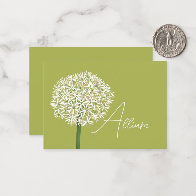  Allium Flower Botanical Art | Elegant Flora Note Card (Front/Back In Situ)