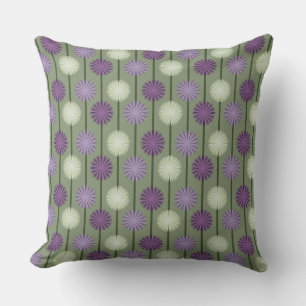 Allium Flower Pattern Purple and Green Pillow