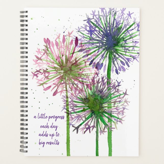 Allium Flowers Inspirational Words Personalized Planner (Front)