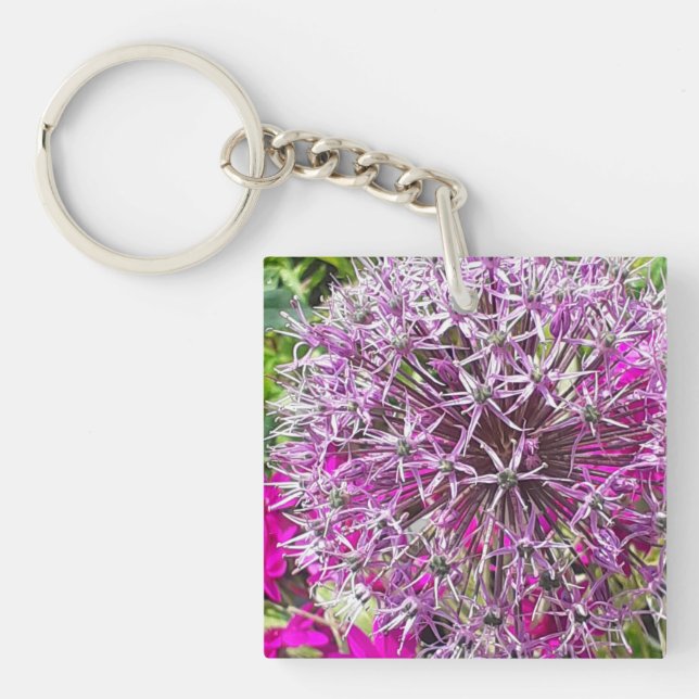 Allium & Summer Flowers Acrylic Keychain (Front)