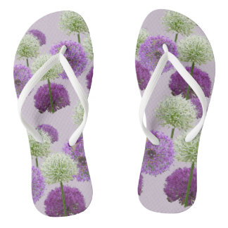 Allium White and Purple Adult Flip Flops