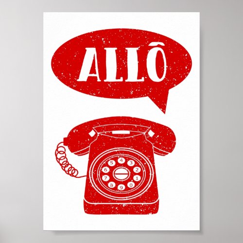Allo French Retro Telephone Greeting Poster