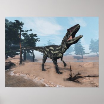 Allosaurus Dinosaur Roaring - 3d Render Poster by Elenarts_PaleoArts at Zazzle
