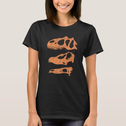 Allosaurus Diplodocus Stegosaurus Skull Dinosaur   T_Shirt
