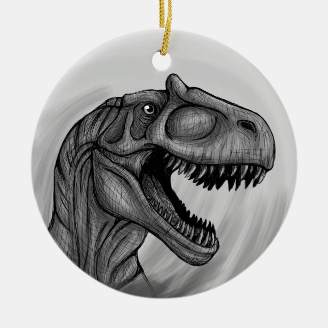 Allosaurus Sketch Ceramic Ornament (Front)