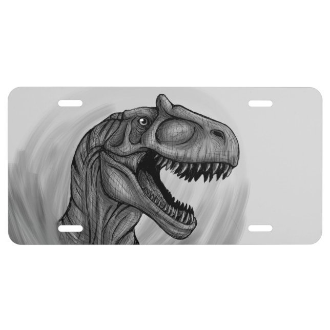 Allosaurus Sketch License Plate (Front)