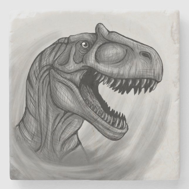 Allosaurus Sketch Stone Coaster (Front)