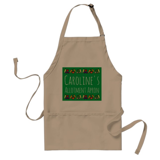 Allotment Apron, with vegetables, personalised Adult Apron (Front)