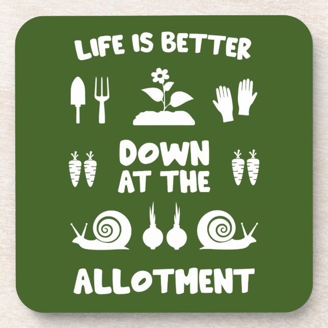 Allotment Gardening Beverage Coaster (Front)