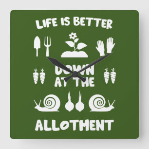 Allotment Gardening Square Wall Clock