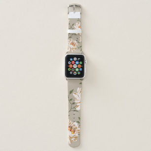 allover brown flower Pattern on blue backgroundflo Apple Watch Band
