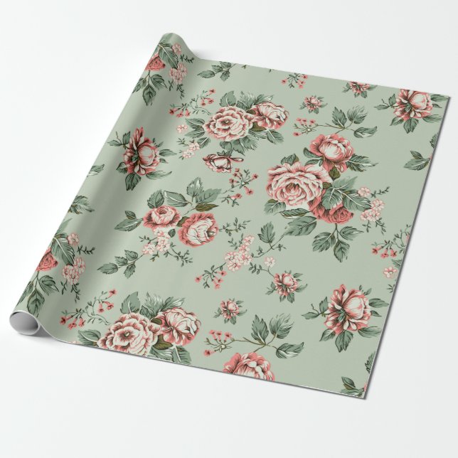 Allover multi motif flowers ornament Seamless patt Wrapping Paper (Unrolled)
