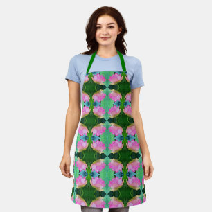 Allover Print Apron Pink Lotus Abstract