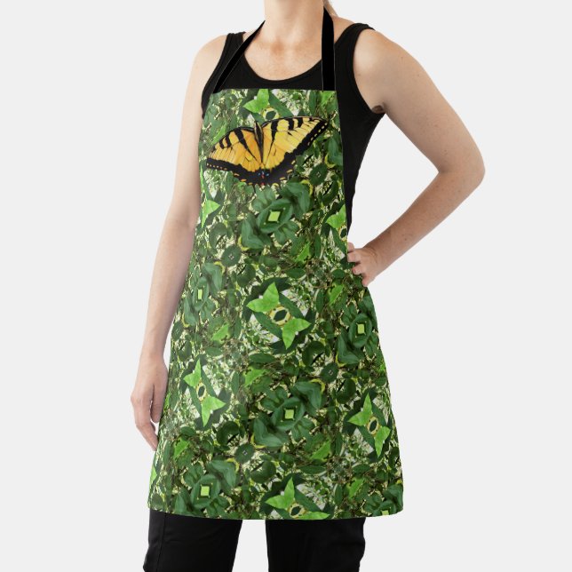 Allover Print Apron Tiger Swallowtail / Green Leav (Insitu)
