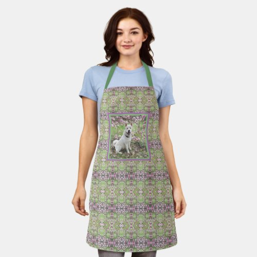 Allover Print Apron White Akita in Magnolias