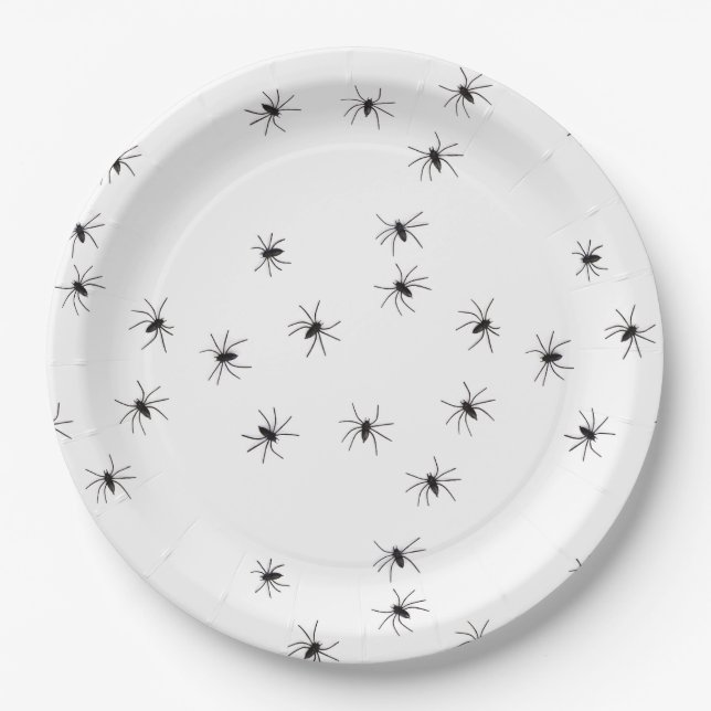 Allover Spiders Halloween Paper Plates (Front)