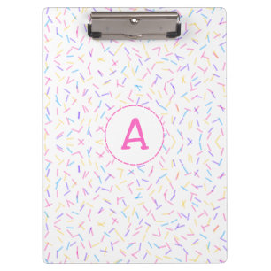 Allover Sprinkles Pink Multi Initial Clipboard