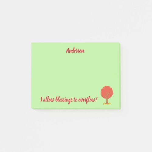 Allow Blessings positive affirmations Red Tree Post_it Notes
