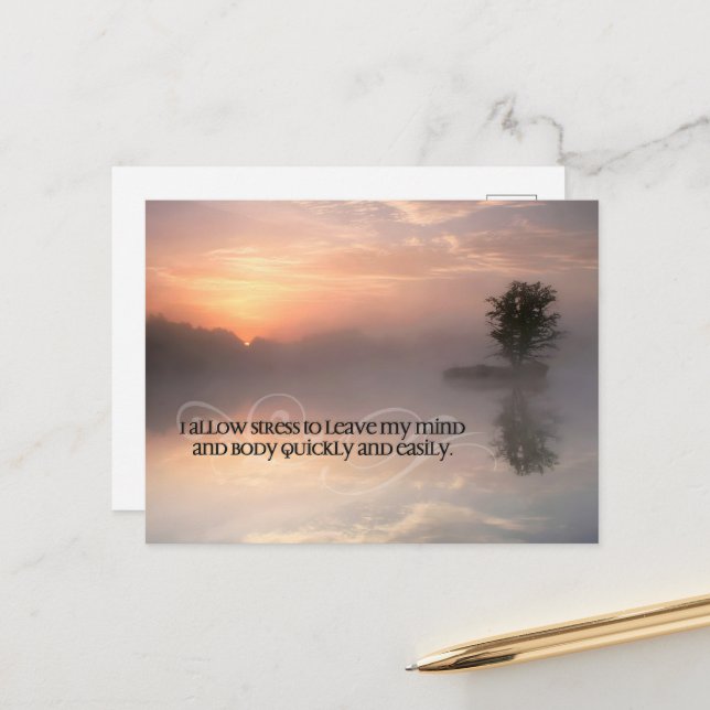 "Allow stress to leave" Motivation Affirmation Postcard (Front/Back In Situ)