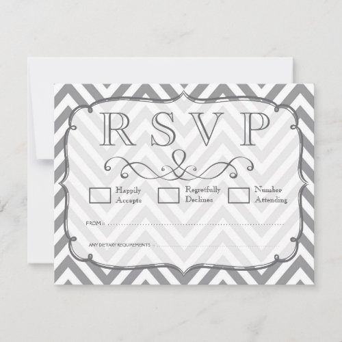 Alloy Gray &amp; White Chevron Wedding RSVP Cards