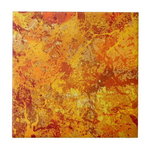 Alloy Orange and Amber Paint Splatter Abstract Ceramic Tile