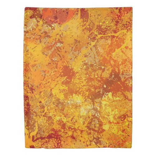 Alloy Orange and Amber Paint Splatter Abstract Duvet Cover