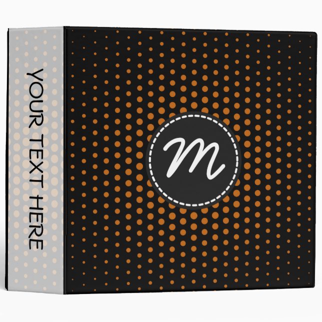 Alloy orange Techno Dots Modern Black Monogram Binder (Front/Spine)