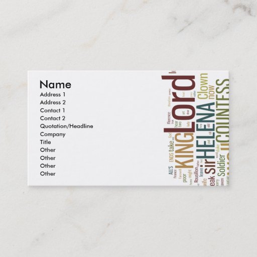 Customizable All's Well That Ends Well Word Mosaic Business Card
