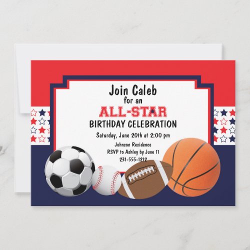 Allstar Birthday Party _ Sports Invitation