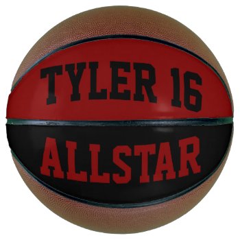 Allstar Cranberry And Black Basketball by BostonRookie at Zazzle