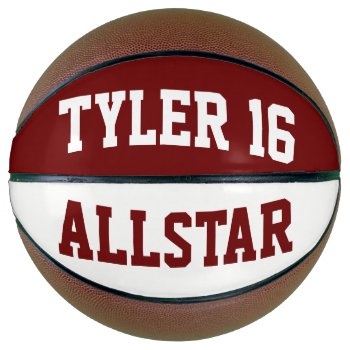 Allstar Cranberry And White Basketball by BostonRookie at Zazzle