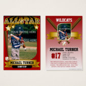 ALLSTAR Dark Red Custom Baseball Card (Front & Back)