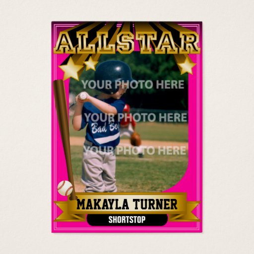 Customizable ALLSTAR Pink Custom Baseball Card Business Card
